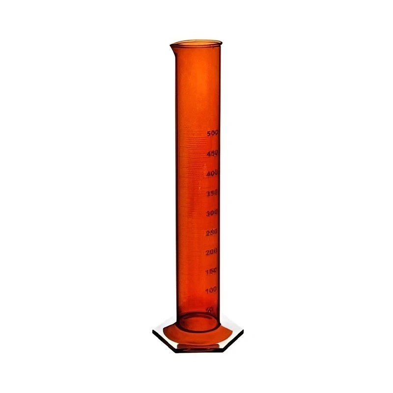 Amber Colour Cyclinders Graduated With Pour Out for lab image-1