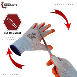 Buy Robustt White on Orange Nylon Gloves - Pack of 50