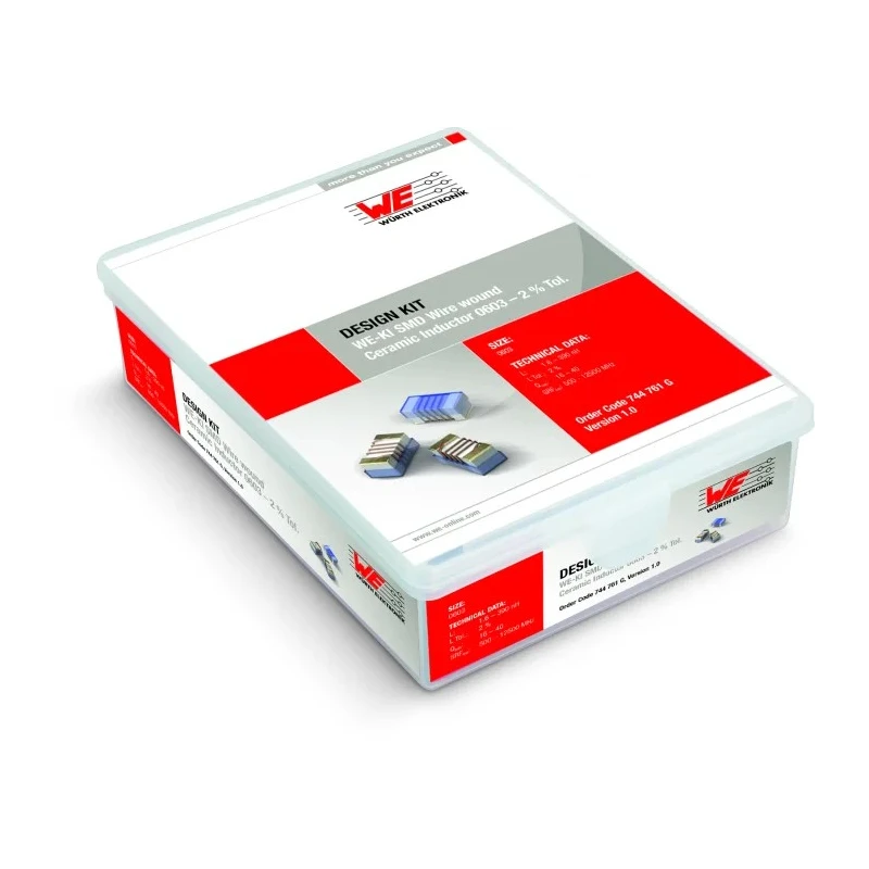 Wurth Elektronik Inductor Kit, SMD Wire-Wound Ceramic Inductors, 36 Pieces, Inductance Range 1.6nH to 390nH, RoHS 744761