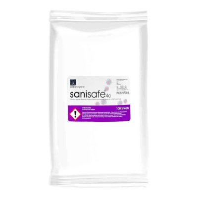 NEUTRAL Allied Sanisafe Flow-Wrap Dry Anti-Bacterial Wipes Pack of 100, 160 x 200 mm 201-3531
