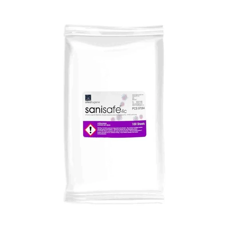 NEUTRAL Allied Sanisafe Flow-Wrap Dry Anti-Bacterial Wipes Pack of 100, 160 x 200 mm 201-3531