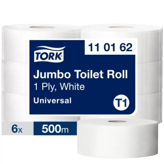 Tork Toilet Roll 6 Rolls of 2500 Sheets 1-Ply Jumbo Roll Diameter 260mm Core Diameter 59mm Series Tork Jumbo Premium 110162