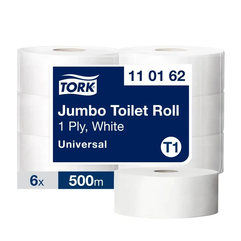 Tork Toilet Roll 6 Rolls of 2500 Sheets 1-Ply Jumbo Roll Diameter 260mm Core Diameter 59mm Series Tork Jumbo Premium 110162