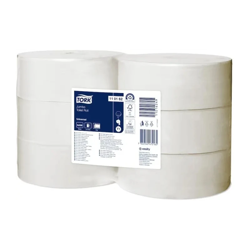 Tork Toilet Roll 6 Rolls of 2500 Sheets 1-Ply Jumbo Roll Diameter 260mm Core Diameter 59mm Series Tork Jumbo Premium 110162