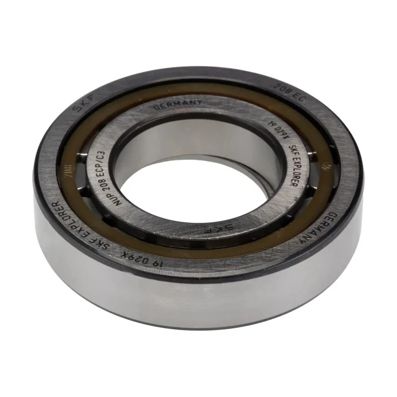 SKF Roller Bearing Single Row Cylindrical 40 mm ID, 80 mm OD, 18 mm Width Shielded C3 Clearance Germany NUP 208 ECP/C3