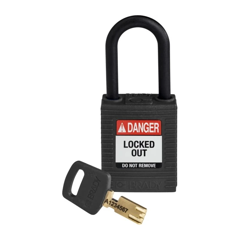 Brady Black Nylon Plastic Padlock with 6.35 mm Shackle Diameter 38.1 mm Length 150231