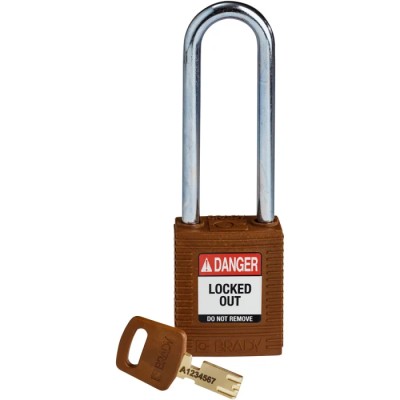 Brady Brown Steel Nylon Safety Padlock with 6.35 mm Shackle Diameter and 76.2 mm Shackle Length 150247