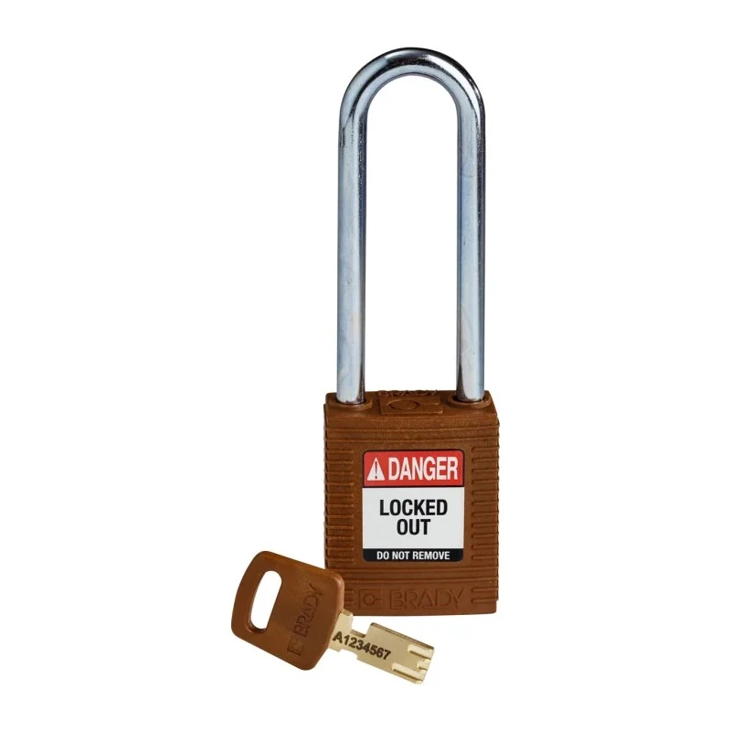 Brady Brown Steel Nylon Safety Padlock with 6.35 mm Shackle Diameter and 76.2 mm Shackle Length 150247