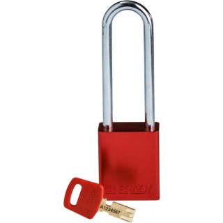 Brady Red Padlock Anodised Aluminium Steel Shackle Diameter 6.35 mm Model 150332