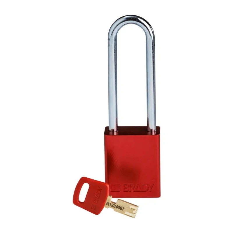 Brady Red Padlock Anodised Aluminium Steel Shackle Diameter 6.35 mm Model 150332