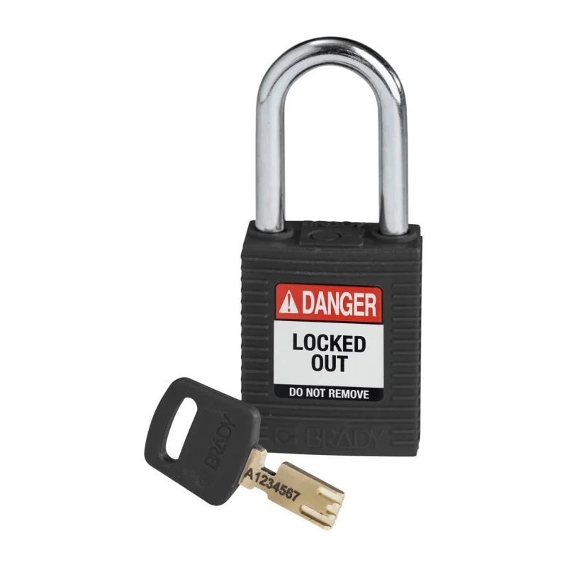 Brady Black Nylon and Steel Safety Padlock with 6.35 mm Shackle Diameter Model 150234