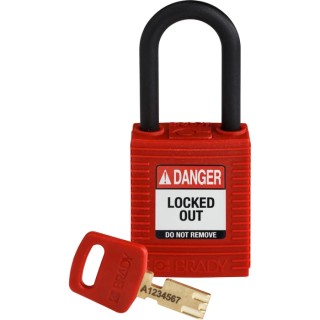 Brady Red Nylon Plastic Padlock with 6.35 mm Shackle Diameter and 38.1 mm Shackle Length 150342