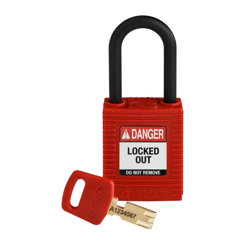 Brady Red Nylon Plastic Padlock with 6.35 mm Shackle Diameter and 38.1 mm Shackle Length 150342