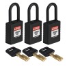 Brady Black Padlock Plastic Nylon 6.35 mm Shackle Diameter, 38.1 mm Shackle Length 150315