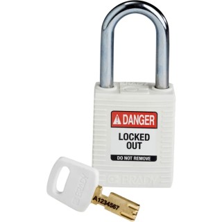 Brady White Safety Padlock Steel Nylon Shackle 6.35 mm 150367