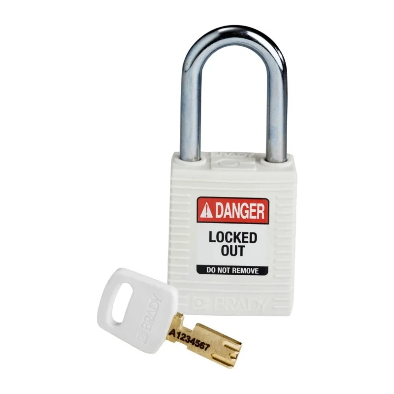 Brady White Safety Padlock Steel Nylon Shackle 6.35 mm 150367