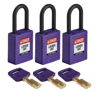 Brady Purple Nylon Plastic Padlock 6.35 mm Shackle Diameter, 38.1 mm Length 150353