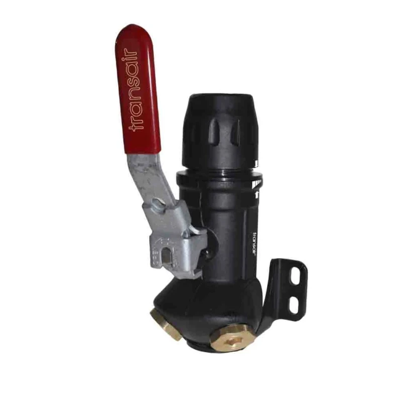 Transair Brass 16 Bar Wall Bracket with Ball Valve and Lockable End Cap 6693 17 21