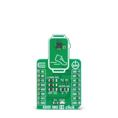 MikroElektronika Sensor Development Tool 6DOF IMU 14 Click with ICM-42688-P, 3.3V I2C/SPI Interface MIKROE-4237