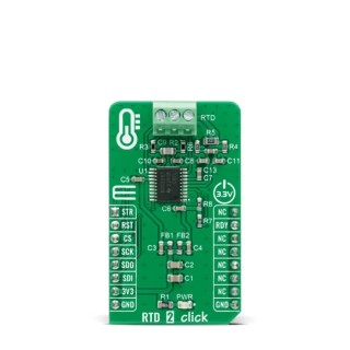 MikroElektronika Sensor Development Tool RTD 2 Click Development Kit with ADS1247 24-bit ADC MIKROE-4282