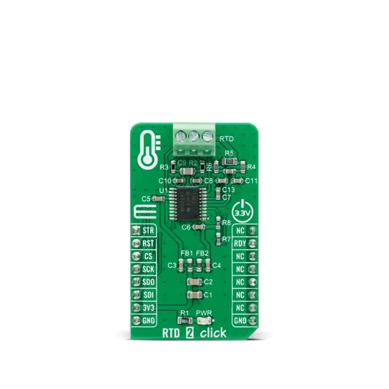 MikroElektronika Sensor Development Tool RTD 2 Click Development Kit with ADS1247 24-bit ADC MIKROE-4282