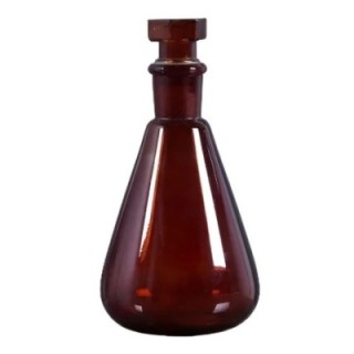 Amber Flat Bottom Conical Flask With Interchangeable Stopper Lab image-1