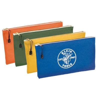 Klein Tools Canvas 1 Pocket Tool Pouch Zipper Bag with Snap Loop Attachment 5140