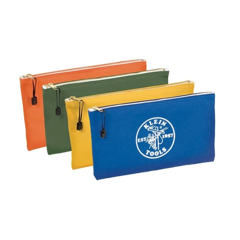 Klein Tools Canvas 1 Pocket Tool Pouch Zipper Bag with Snap Loop Attachment 5140