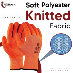 Buy Robustt Nylon Nitrile Gloves, Orange Full Coat - Pack of 1