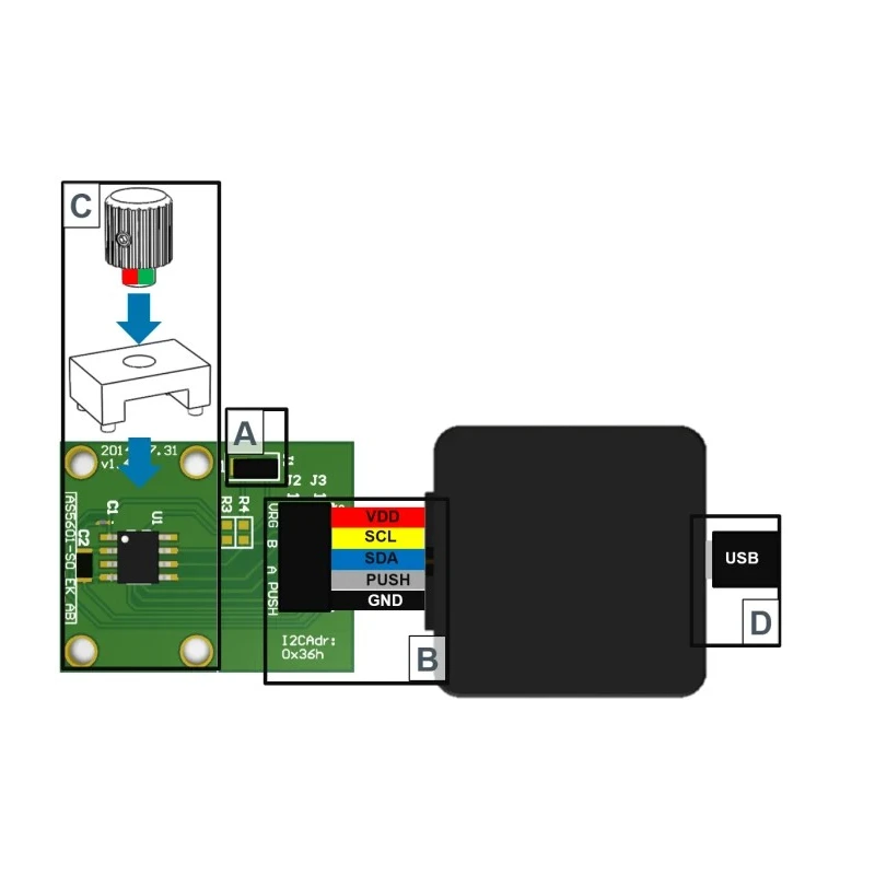ams OSRAM Position Sensor Evaluation Kit AS5601-SO_EK_ST for AS5601 Sensor AS5601-SO_EK_ST