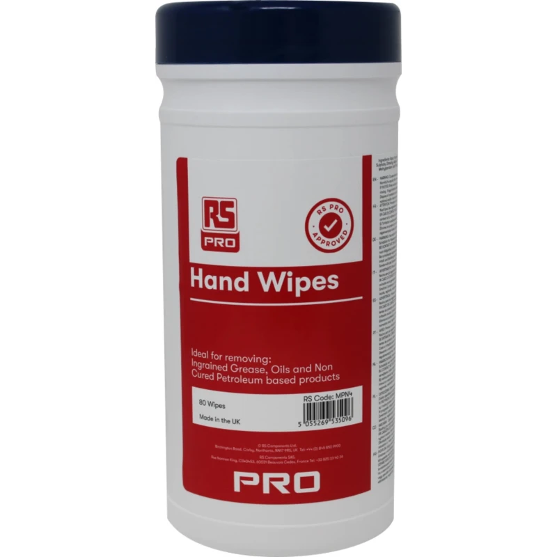 RS PRO Hand Wet Wipes Pack of 80, Wet Antibacterial and Antiviral White Wipes Tub 224-6653