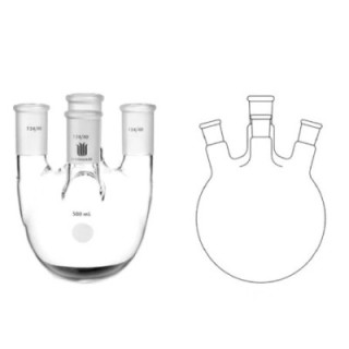 Round Bottom Flask 4-Neck Center & 3 Parallel Side Joints Lab image-1