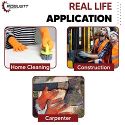 Buy Robustt Nylon Nitrile Gloves, Orange Full Coat - Pack of 1