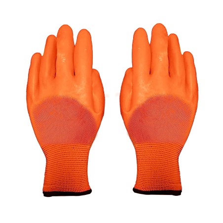 Buy Robustt Nylon Nitrile Gloves, Orange Full Coat - Pack of 5