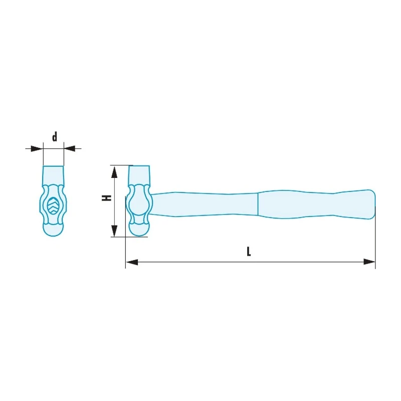 Facom Beryllium Copper Alloy Head Ball-Pein Hammer with Wood Handle, 680 g, Non-Sparking, 202H.1SR