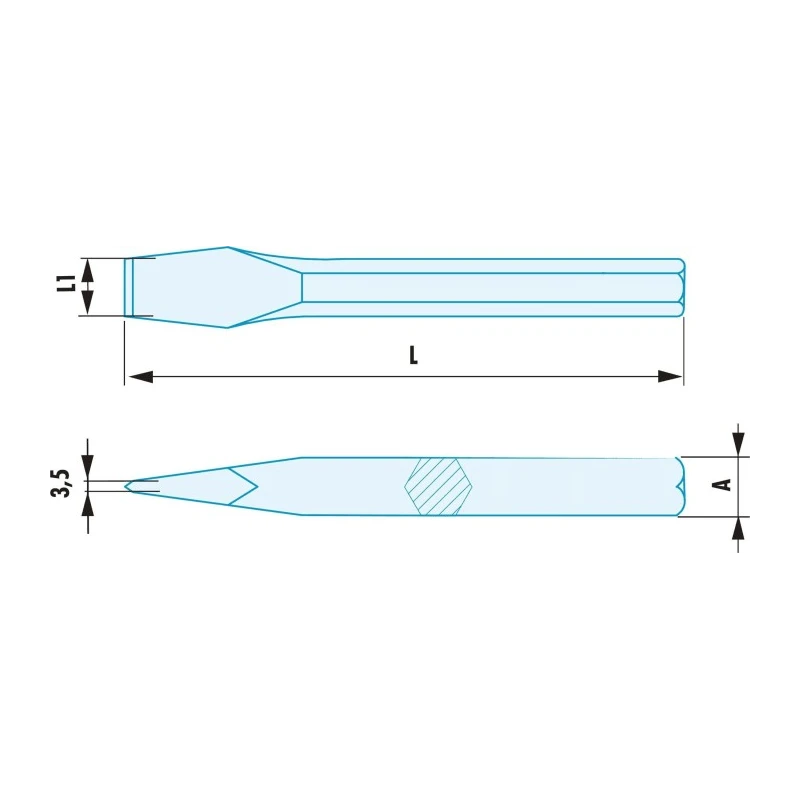 Facom 1 Piece Beryllium Copper Alloy Flat Chisel 300 mm Length 35 mm Blade Width 263.32SR