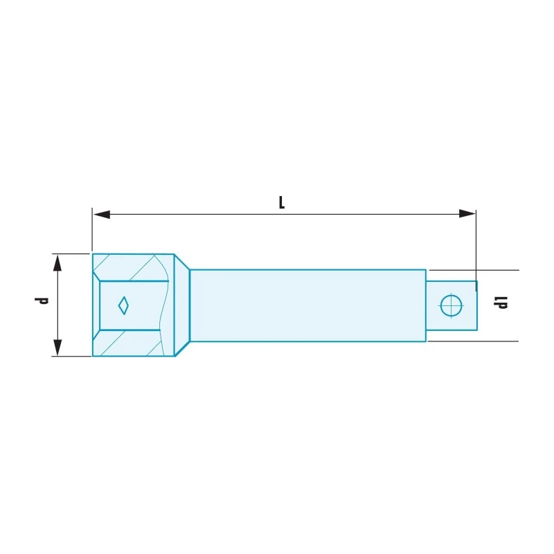 Facom Socket Extension Bar 12.7 mm Square Drive, Copper Brazing Finish, Beryllium Copper Alloy, 200mm Overall Length S.212SR
