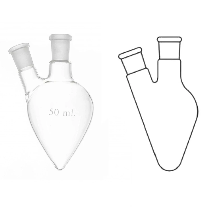 Flasks Pear Shaped Two Necks Side Neck At Angle for lab image-1