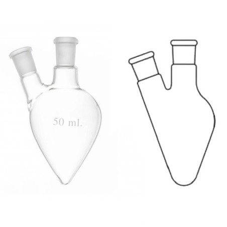 Flasks Pear Shaped Two Necks Side Neck At Angle for lab image-1