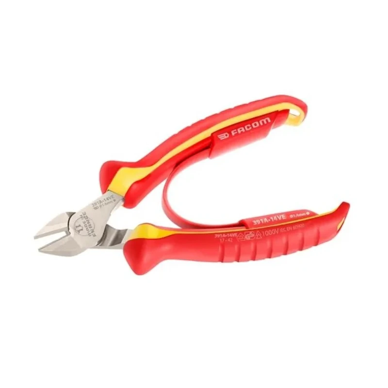Facom VDE/1000V Approved Diagonal Side Cutter, 21.5mm Jaw Width, 145mm Overall Length 391A.14VE