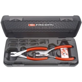 Facom 2-Piece Plier Set with Circlip Pliers, Interchangeable Tips for Diameters 3 to 63 mm 470
