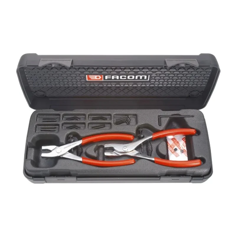 Facom 2-Piece Plier Set with Circlip Pliers, Interchangeable Tips for Diameters 3 to 63 mm 470