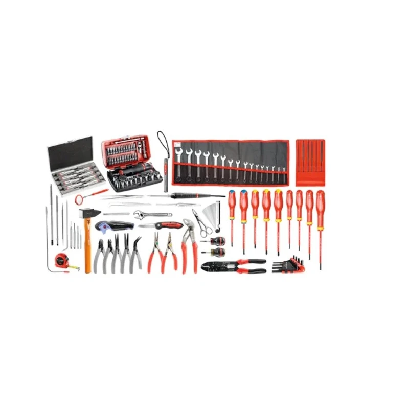 Facom 120 Piece Electro-Mechanical Kit Tool Kit CM.EM41A, 120 Pieces, Tweezer and Plier Set, Box Storage, 6.83 Kg, France