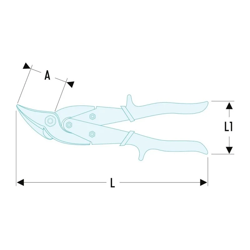Facom Right-Cut Universal Scroll Shears 250 mm Overall Length for Semi Hard Steel 0.8 mm Cutting Capacity 882A