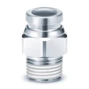SMC Pneumatic Fitting Threaded-to-Tube Male G 3/8 in Connection, Push-in Tube 6 mm, Maximum 150°C, KQB Series KQB2H10-G03