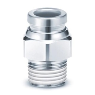 SMC Pneumatic Fitting Threaded-to-Tube Male G 3/8 in Connection, Push-in Tube 6 mm, Maximum 150°C, KQB Series KQB2H10-G03