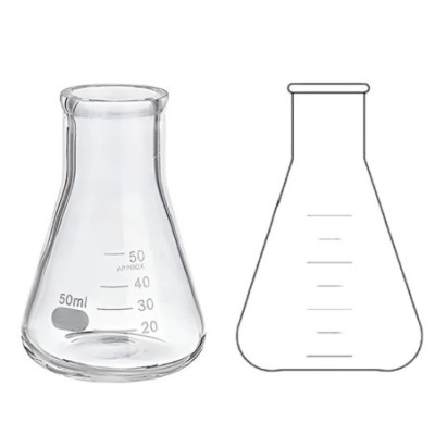 Erlenmeyer Conical Flasks Approx. Graduation Narrow Mouth Lab image-1