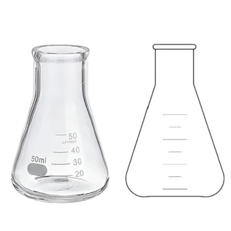 Erlenmeyer Conical Flasks Approx. Graduation Narrow Mouth Lab image-1