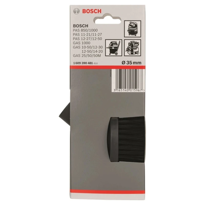 Bosch Vacuum Accessory Round Brush Nozzle for GAS 35 L AFC and Compatible Models 1609390481
