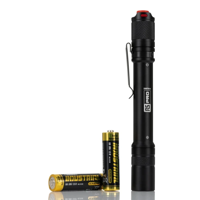 RS PRO LED Torch Black, Aluminium Housing, 375 Lumen, IP68 Rated, 151 mm Length Model 239-7014